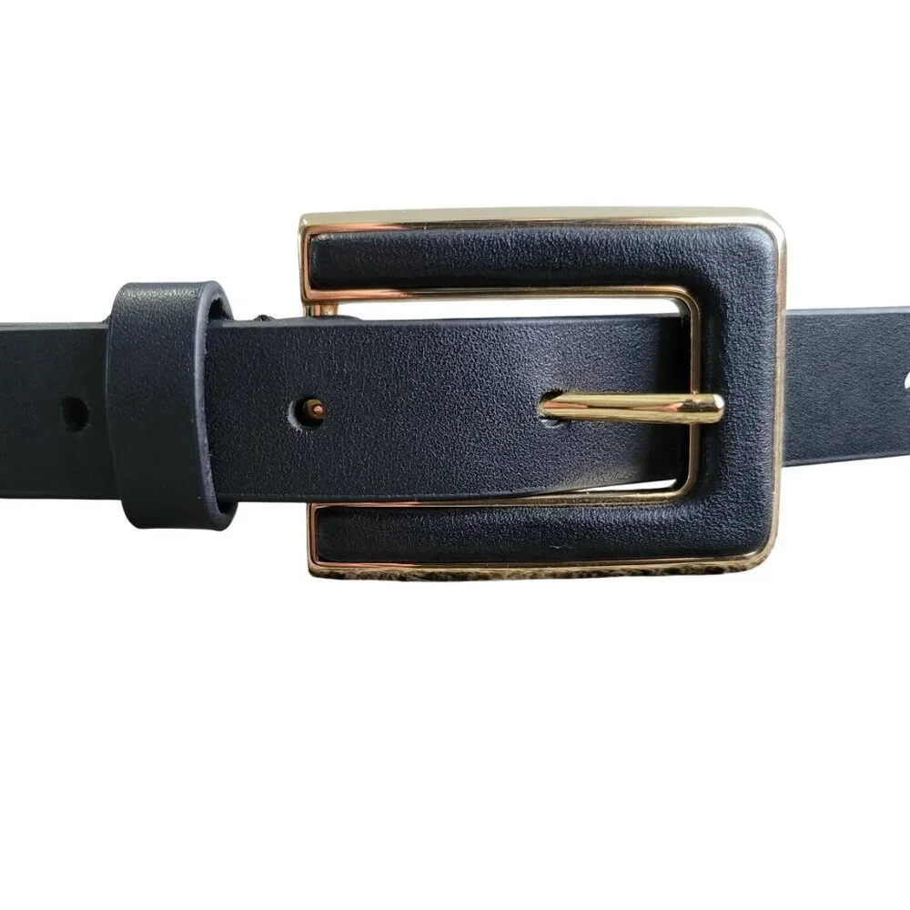 NWT-Kate Spade New York In The Loop Black Leather Belt-colored Embellishments